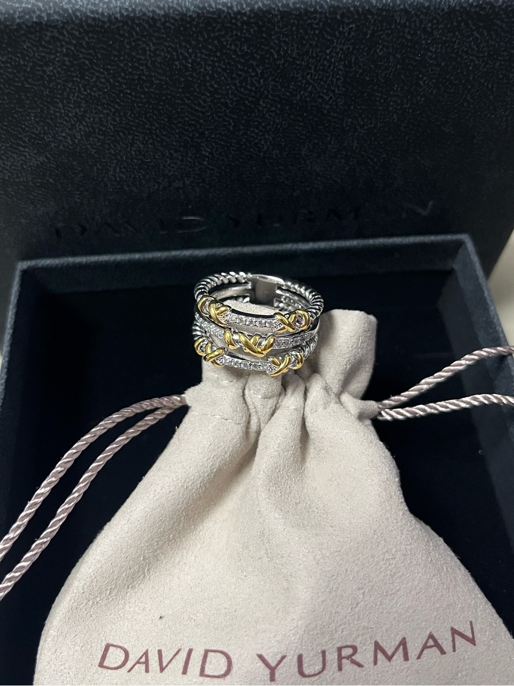 David Yurman Two-Tone Cable Band Ring in
Silver and Yellow